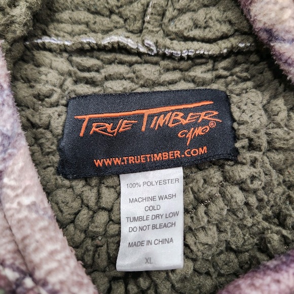 Vintage‎ Y2k True Timber Camo Sherpa Hoodie Sweatshirt Sweater Mens XL - Picture 2 of 6